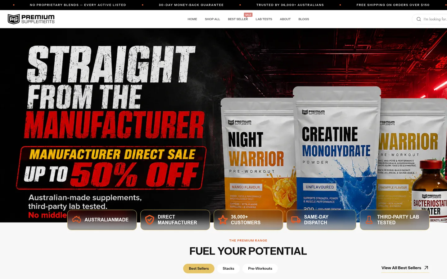 Premium Supps storefront